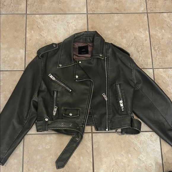 Mango Jackets & Blazers - Mango Black faux Leather Biker Jacket